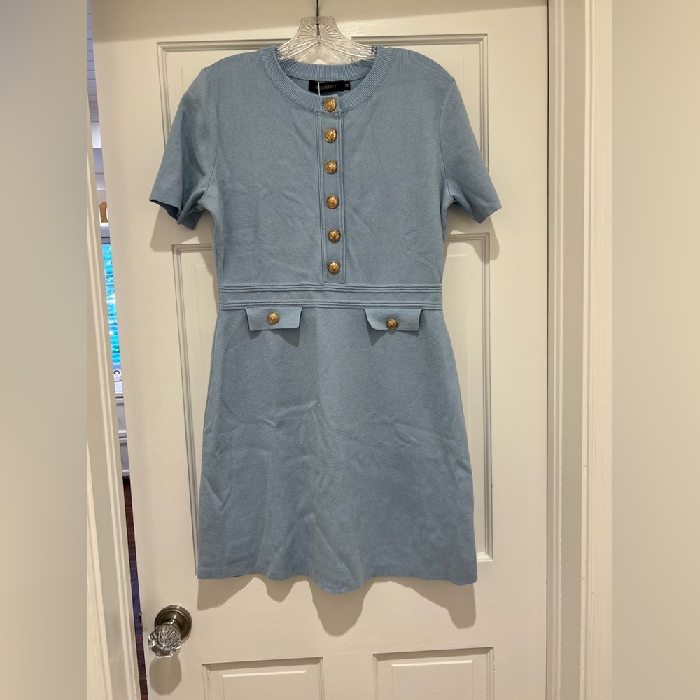 Sweater dress with gold button detail